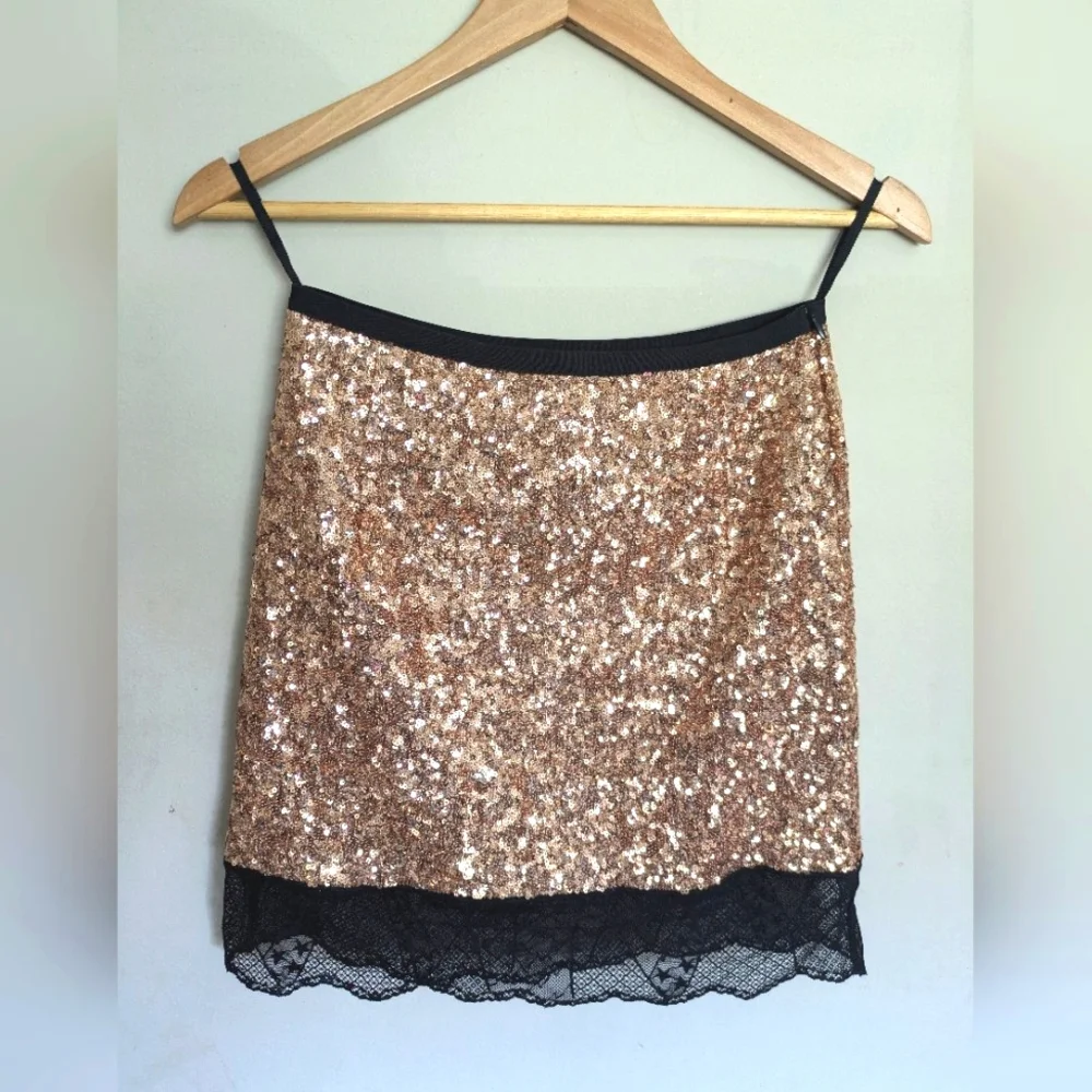 Zadig & Voltaire Justicias Gold Sequin Lace Skirt Size 34 - Picture 4 of 10